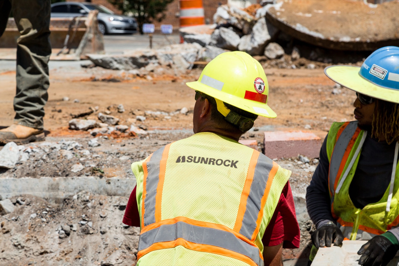 Sunrock crew working a downtown street job